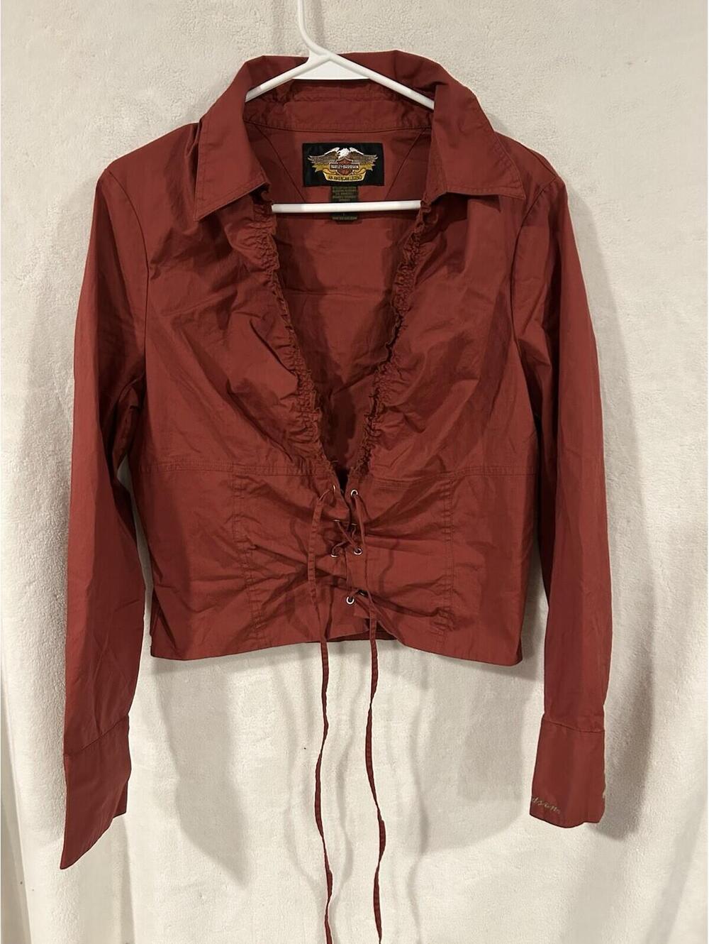 Harley Davidson Women's Size Large Corset Style Copper Jacket Top Blouse